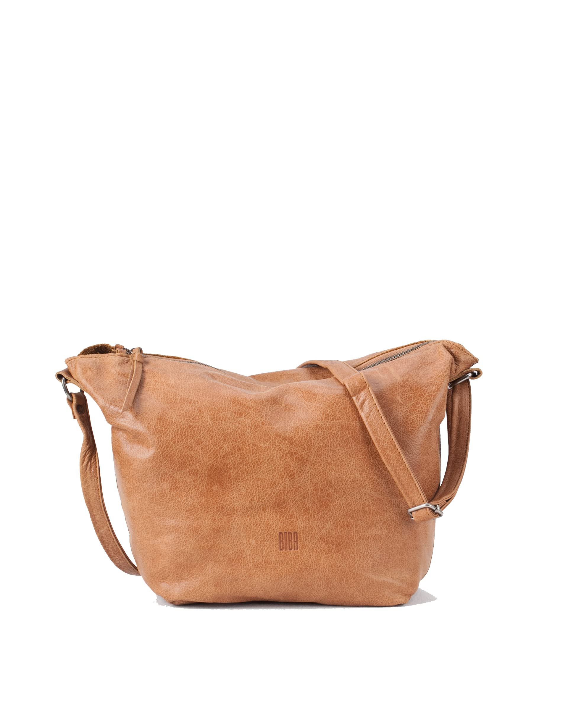 BIBA Bolso de Mujer de Cuero Genuino, Bolso Bandolera Leather Utah Cream Out UTC2LO, Asa Larga, Cierre con Cremallera, Piel Bovina Legítima