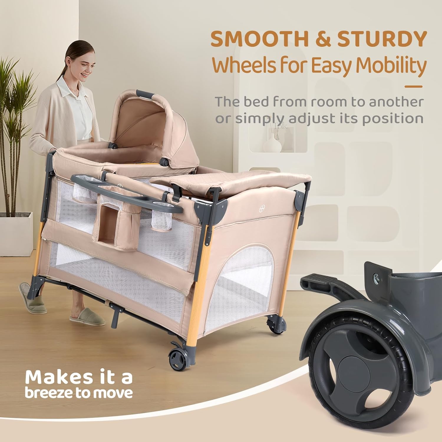 Storage shelf attached to the nursery center, holding diapers and wipes