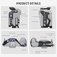 Vista 3 de NEEWER Camera Cage, Aluminum Video Rig with NATO Rail, 1/4" Threads, 3/8" ARRI Holes, Cold Shoe, Anti Twist, Compatible with DJI Gimbals Arca Type