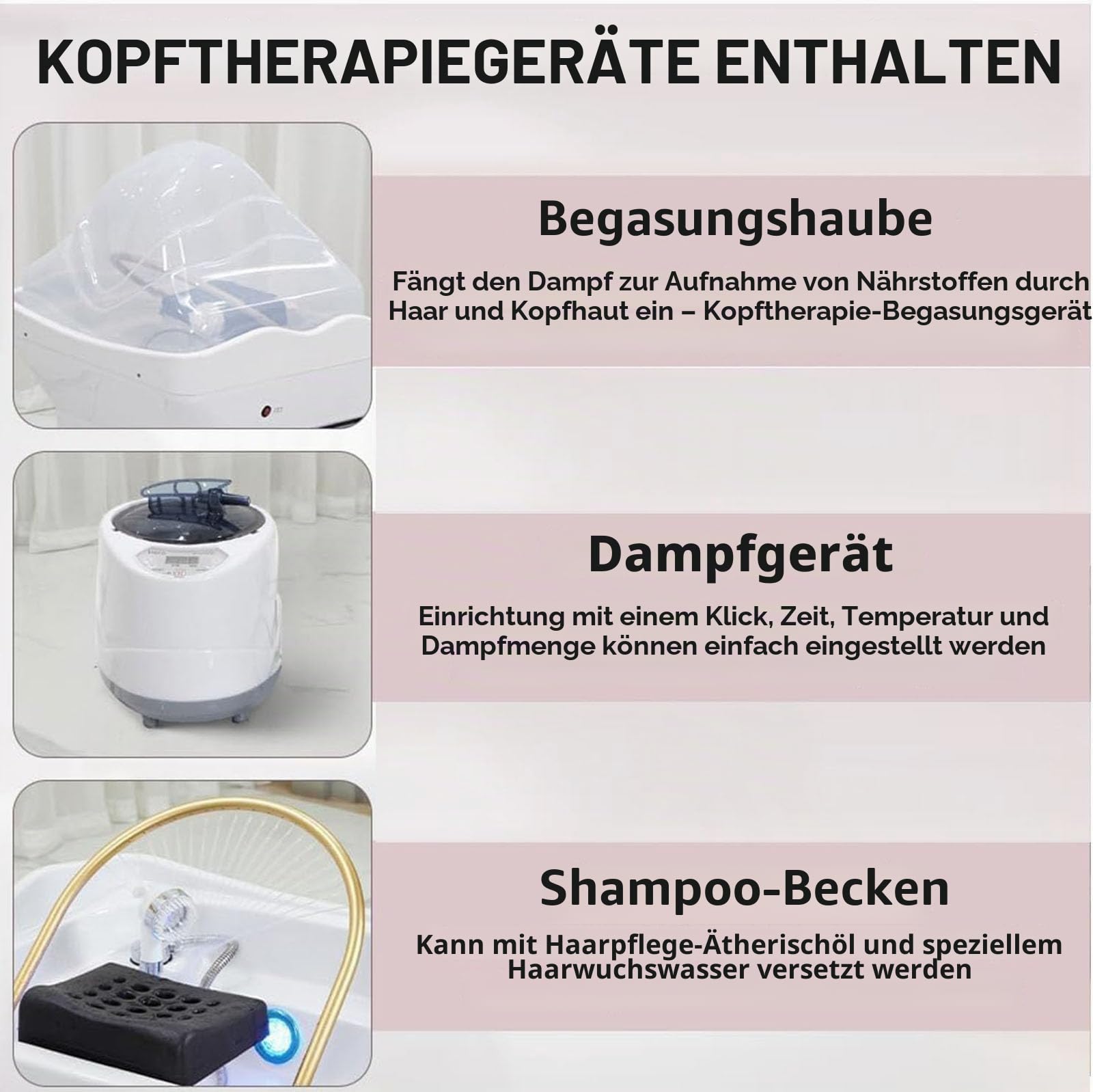 Head Spa Gerät,Japanese Head Spa Equipment,Haarwaschbecken für Bettlägerige mit 60L Wassertank, Mobiles Waschbecken, inklusive Dampfbegaser und Dampfhaube, für Kopf Spa und Friseursalons