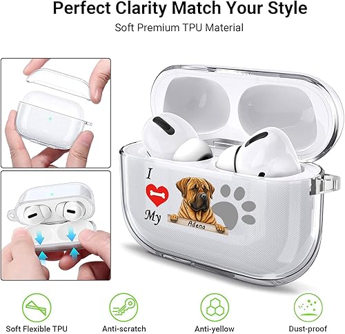 Miniatura 10 de VNGDA Funda transparente personalizada con nombre de mascota I Love My German Shorthaired Pointer Dog Haedphone para Apple AirpodS Pro 21 y 3