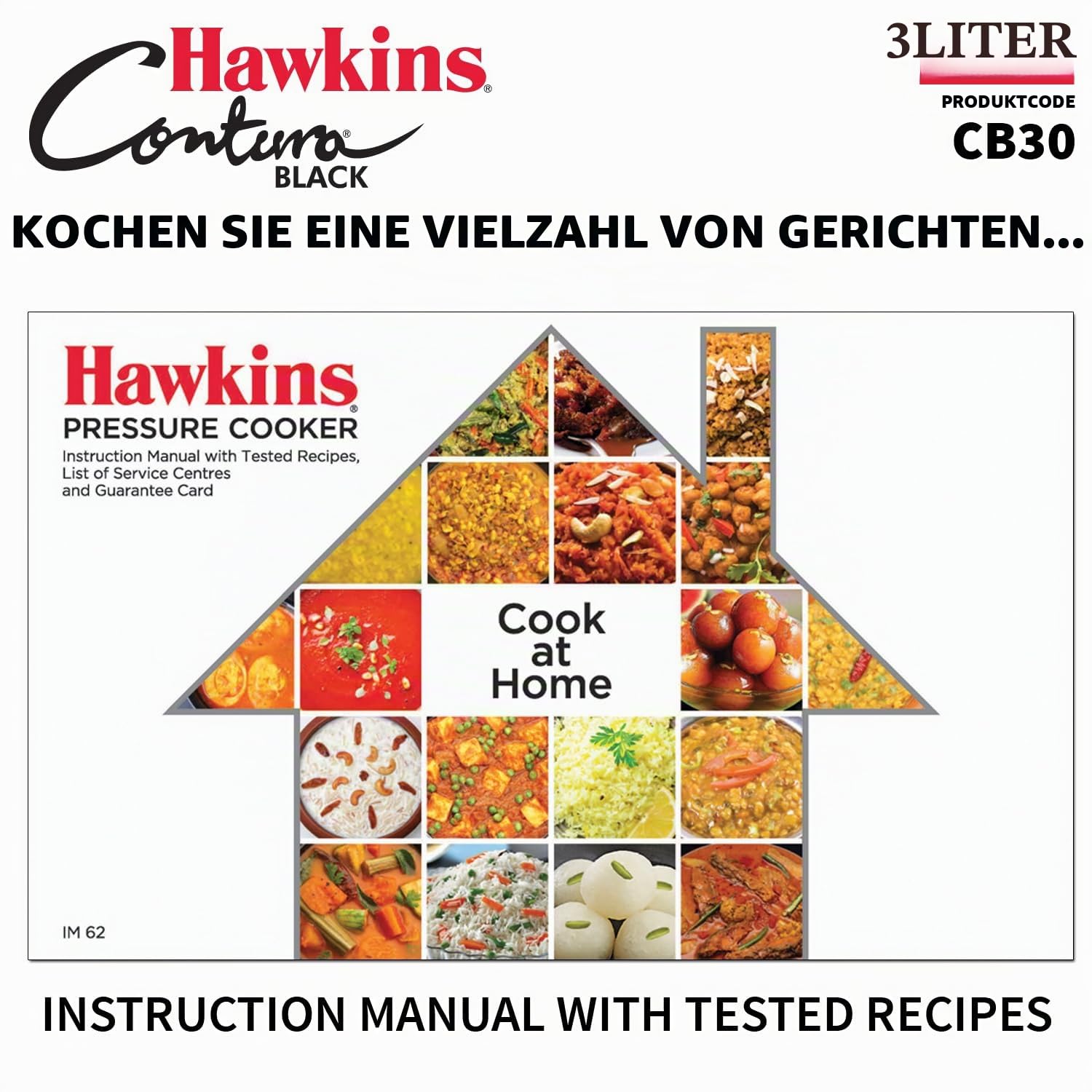 HAWKINS CB30 Harteloxiert Schnellkochtopf, aluminium, 3 liters, Contura Schwarz