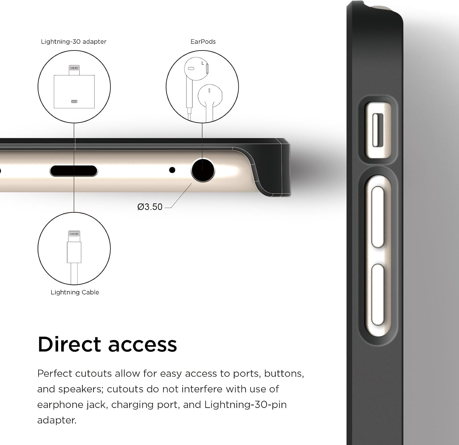 iPhone 6S Case, elago® [Outift Matrix][Black/Dark Grey] - [Premium Hybrid Construction][Brushed Aluminum][Spark Design Award] - for iPhone 6/6S