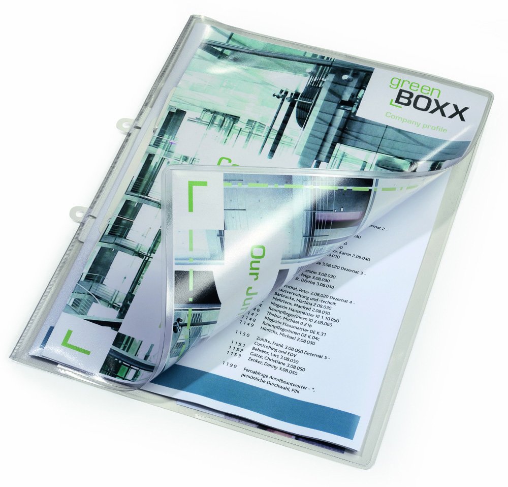 DURABLE - Chemise de présentation A4 - Porte vue 100 vues - Protège documents - Visibilité recto/verso - Pour 100 documents non perforés - Transparent - Boîte de 25 pièces - 251219