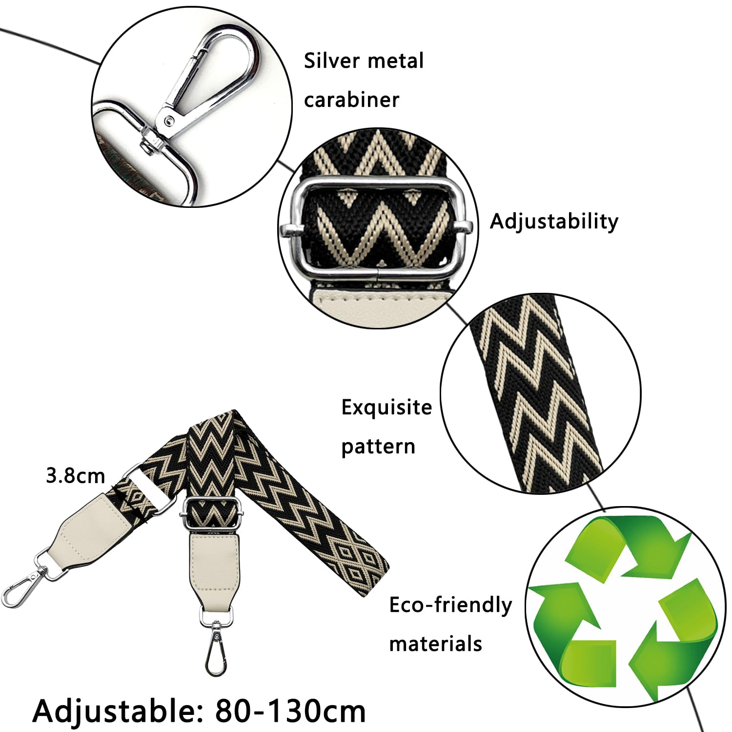 Tassenriemen voor het wisselen van schouderriem, tas riem verstelbare breedte 3,8 cm met zilveren karabijnhaak, draagriem voor handtassen dames tas riem, schouderriem tassen, kleurrijk, Q, roze, 80