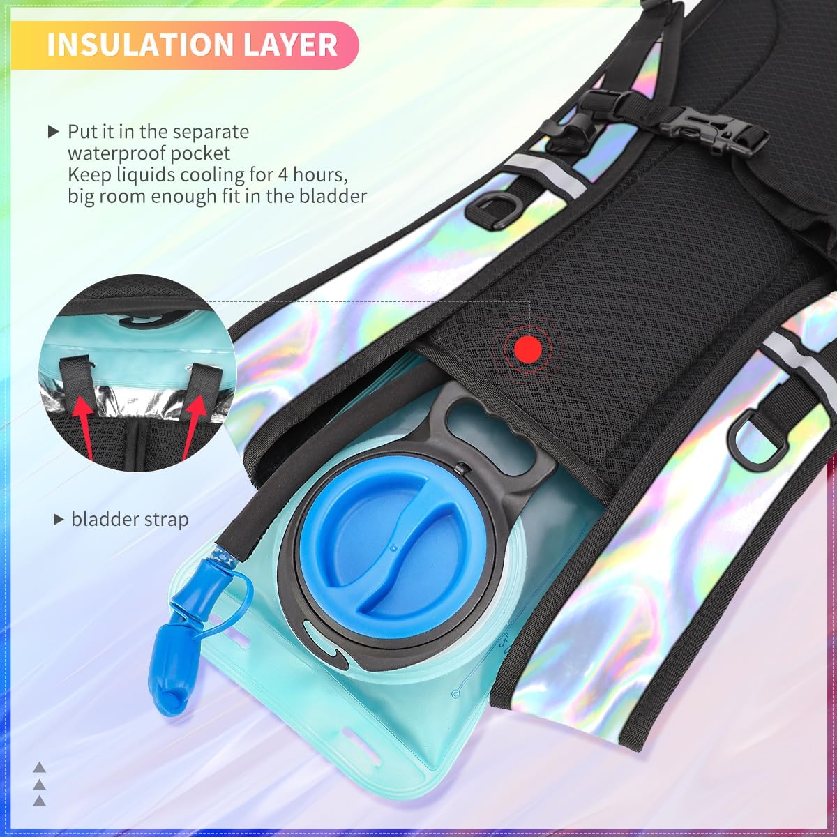 Hydration Backpack, Water Backpack with 2L Hydration Bladder, Rave Backpack Hydration Pack, Festival Essential for Raves, Hiking, Cycling, Climbing, Running, Outdoor, Camping and More - Image 5