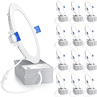 Ensenior 12-Pack 6 Inch LED Recessed Lights, Dimmable 5000K Daylight 1200LM, 12W Canless Wafer Thin, IC Damp Rated ETL - Easy Install Ceiling Lights