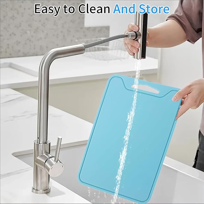 Tabla de cortar flexible de silicona azul rectangular miniatura 5