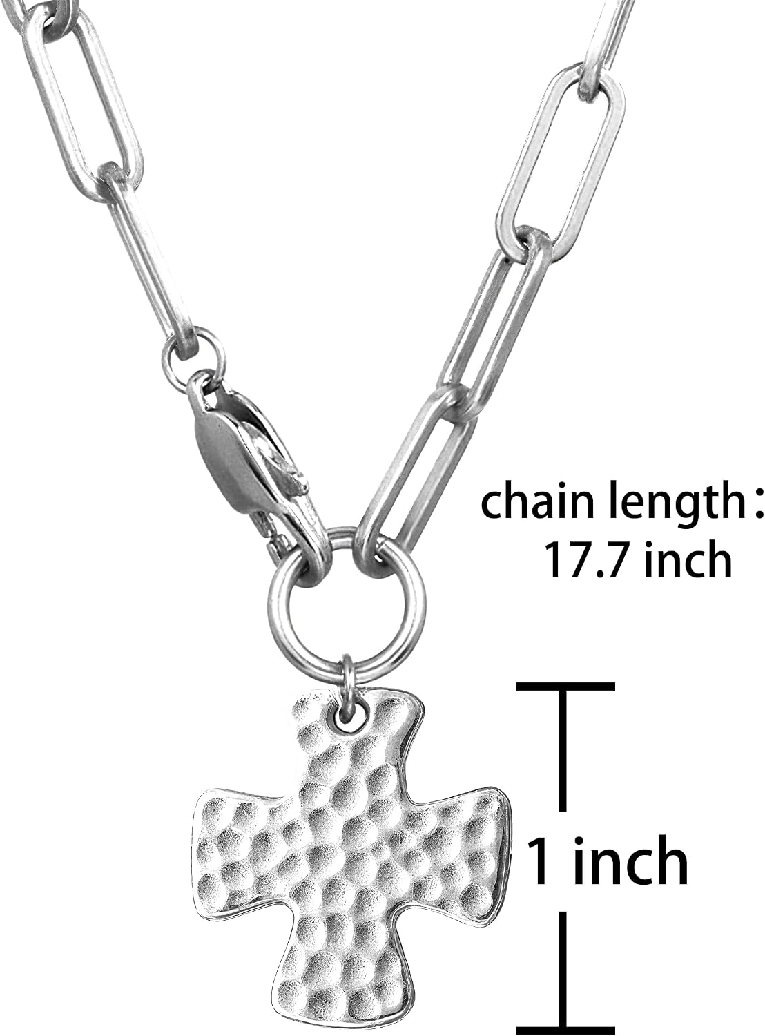 Chunky Cross Necklace for Women Trendy 14K Gold Plated Statement Cross Pendant Necklace Vintage Paperclip Snake Choker Chain Non Tarnish Necklace Jewelry