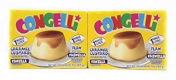 2 Pack of Caramel Custard Vanilla Flan Dessert Congelli 3oz Packages