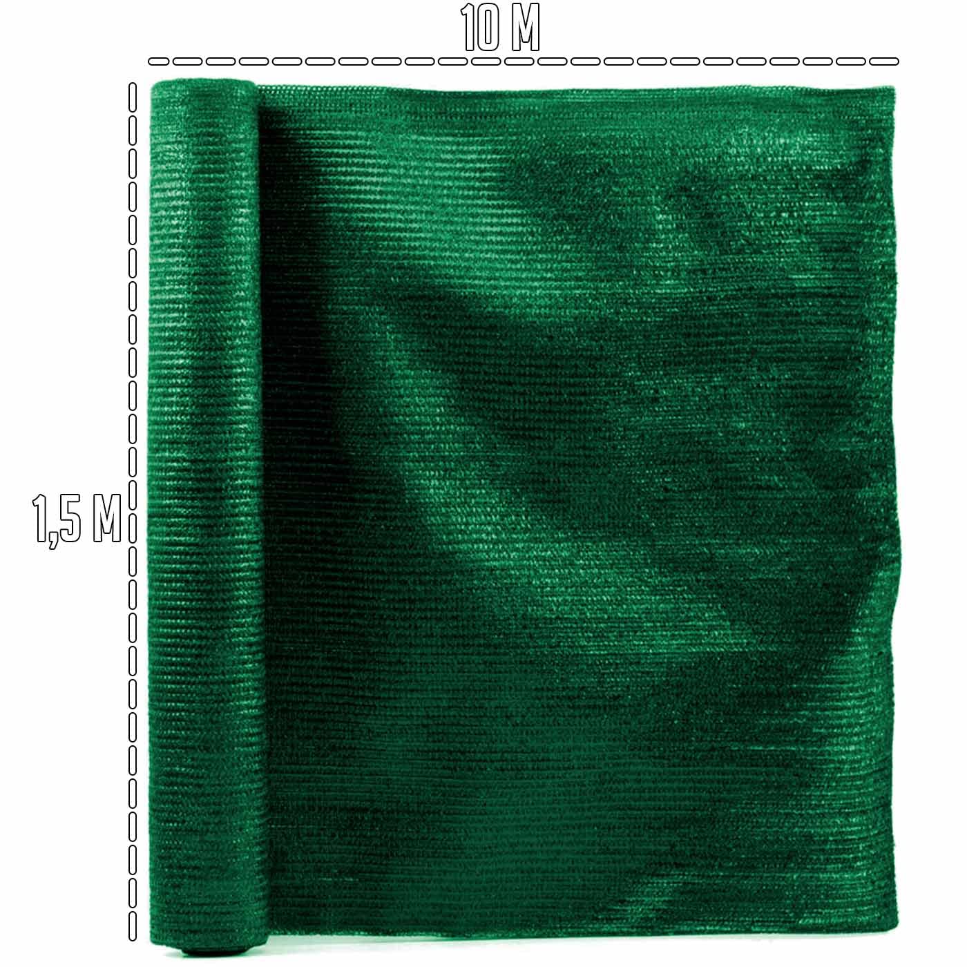 Acan Tradineur - Rollo de Malla de sombreo tupida, Cierre de ocultación de 120 g/m2, Alta Resistencia, Tela para cercar Jardines, fincas, huertos, Vallas (Verde, 1,5 x 10 m)