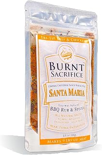 Burnt Sacrifice Santa Maria Style Gourmet BBQ Dry Rub Spice Seasoning (3.5 OZ Bag Makes Over 9 Pounds) All-Natural, Tri-tip Brisket Prime-Rib Chuck Roast Chicken Lamb (Santa Maria, Jumbo Single Packet 3.5 OZ)