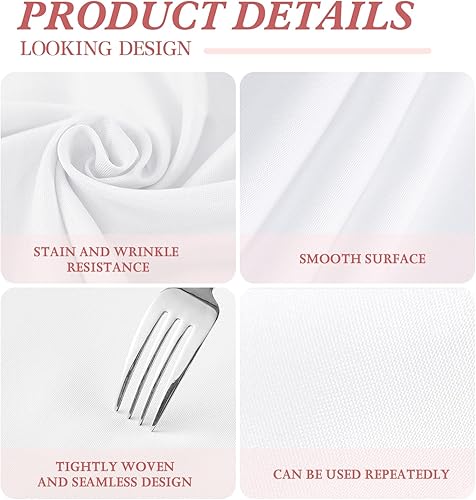 Miniatura 3 de Paquete de 10 manteles rectangulares de 60 x 102 pulgadas, color blanco, de poliéster, resistentes a las arrugas, reutilizables, decorativos,