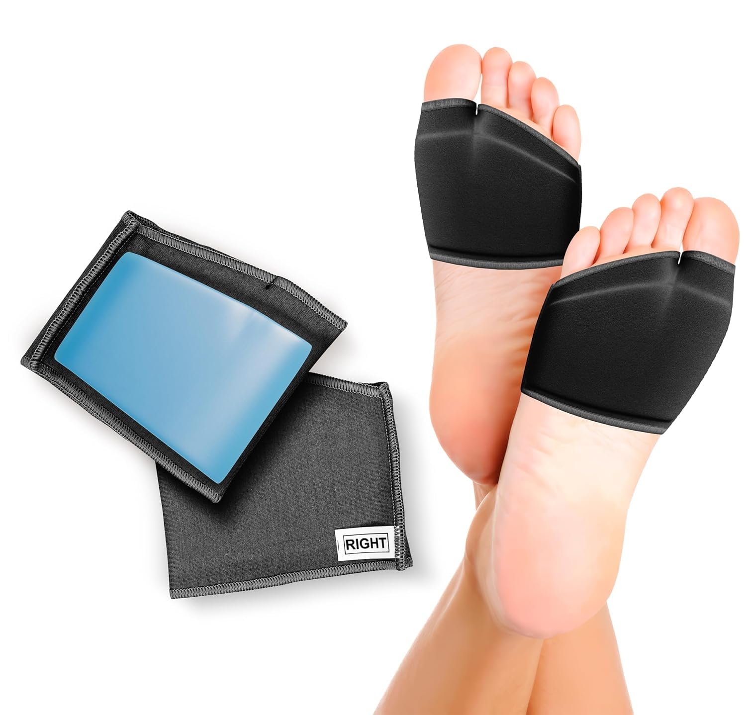 FOVERA Metatarsal Gel Sleeves for Ball of Foot Pain Relief – Soft Cotton Support Pads for Metatarsalgia & Forefoot Pressure – for Men & Women (Size S, 1 Pair)