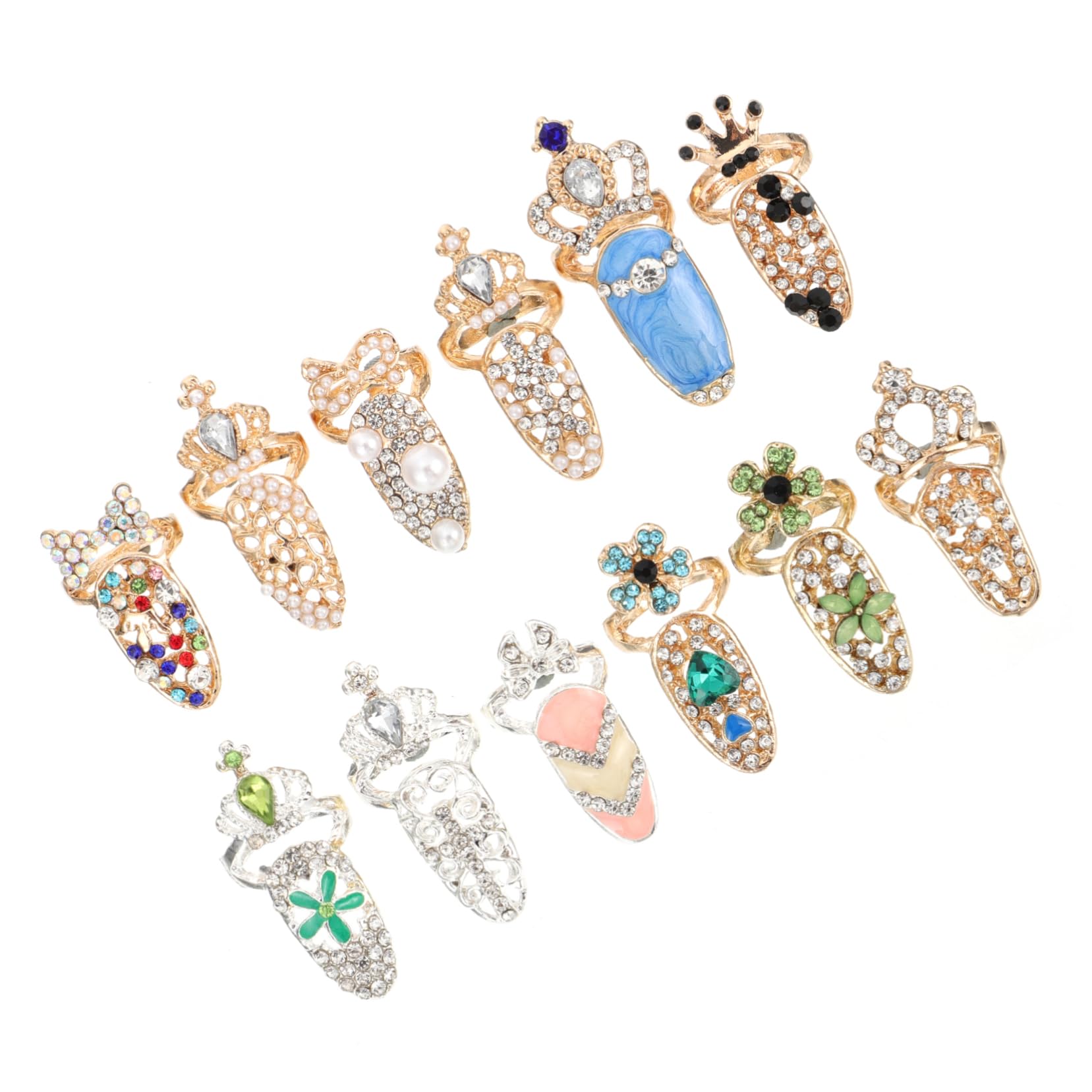 Healeved 36pezzi Anelli Per Unghie Manicure Decorazioni Fashion Accessori Per Unghie Artistiche Per Adulti e Design Elegante e Facile Da Indossare