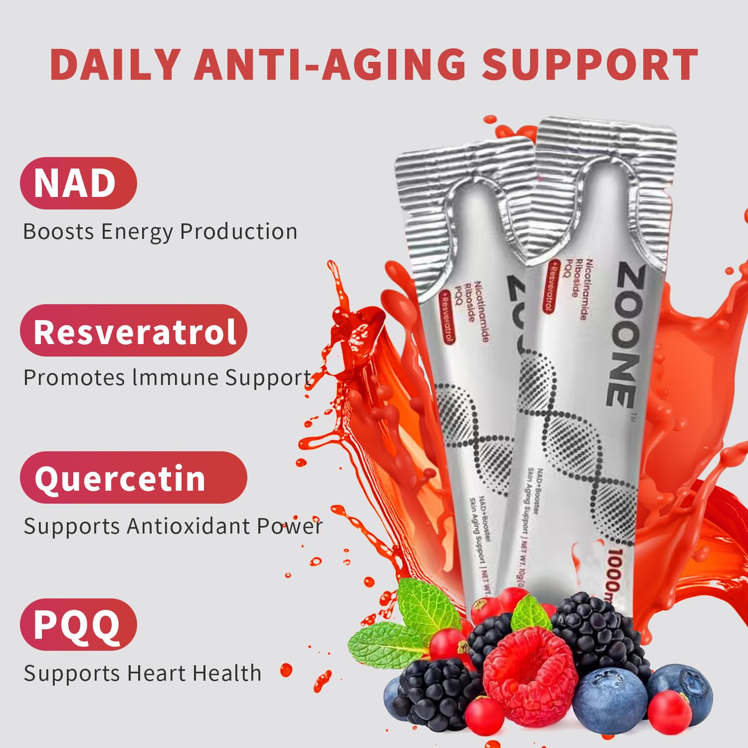 NAD Supplement 1000mg Liquid with Resveratrol & PQQ, 30 Packets — Amazon image 3