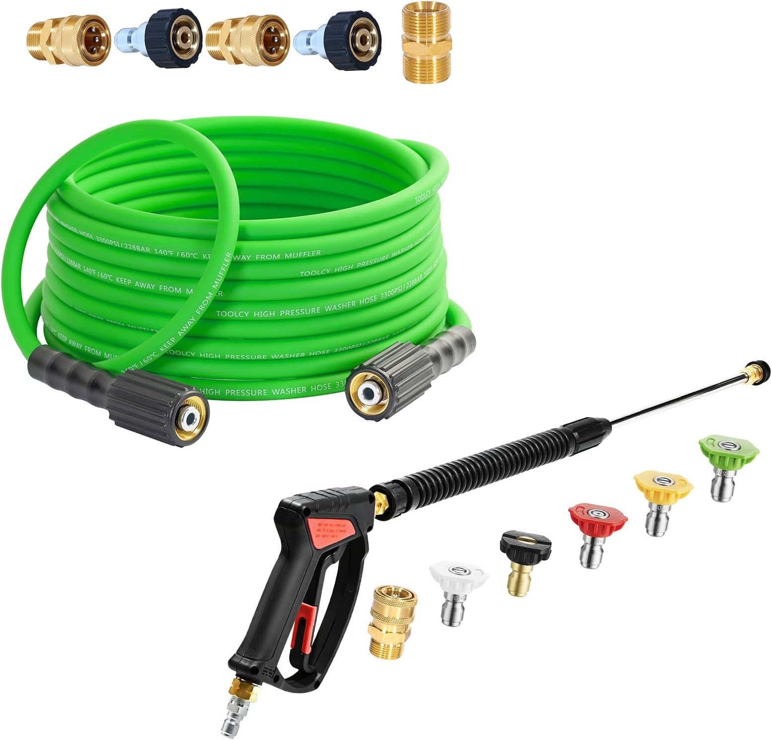 TOOLCY Pressure Washer Gun and Hose Kit, Super Flexible