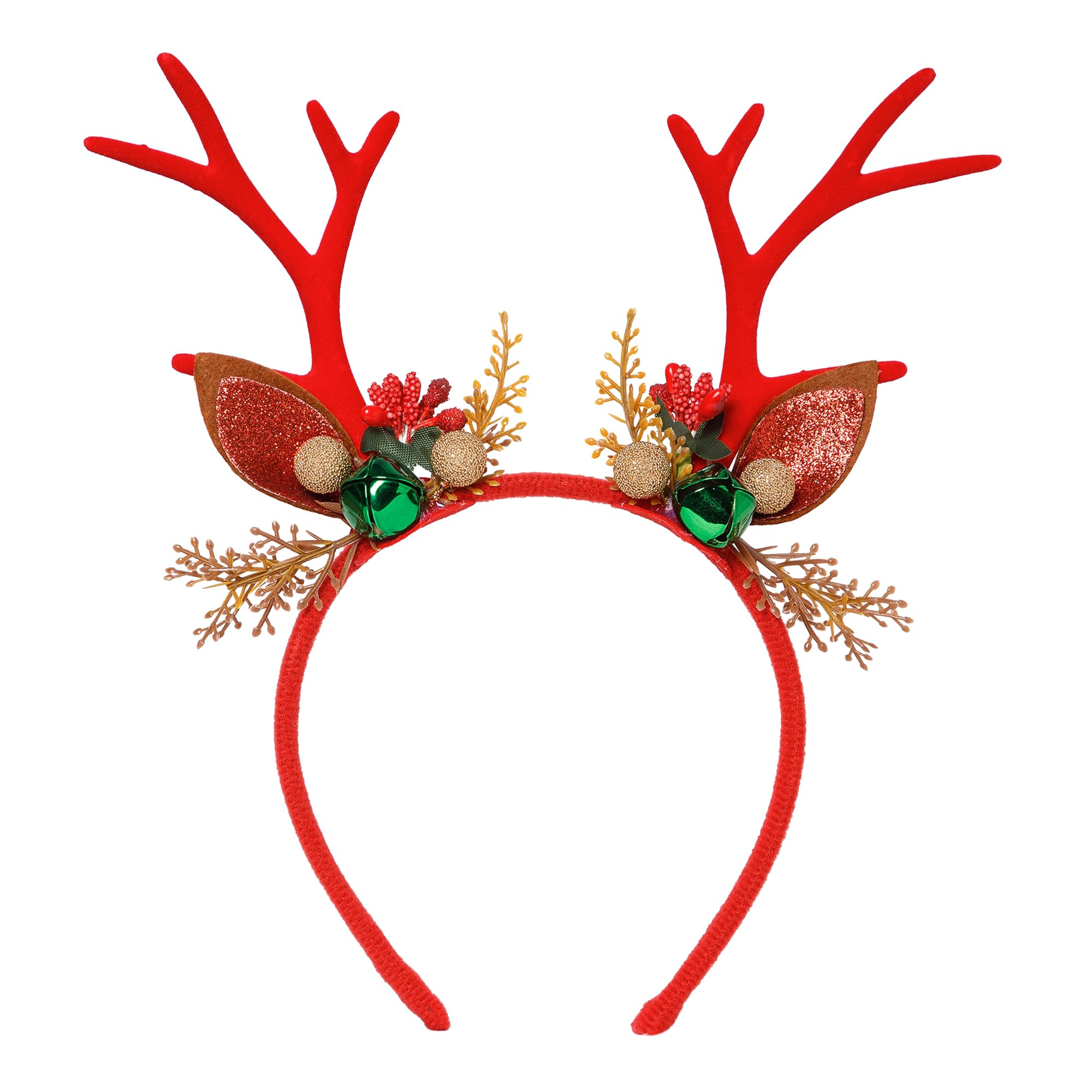 radhu & kabby Christmas Reindeer Headband | Festive Antler Design with Bells & Glitter | Soft, Lightweight & Comfortable Hairband for Women, Girls & Kids | Pack of 1-picture-47