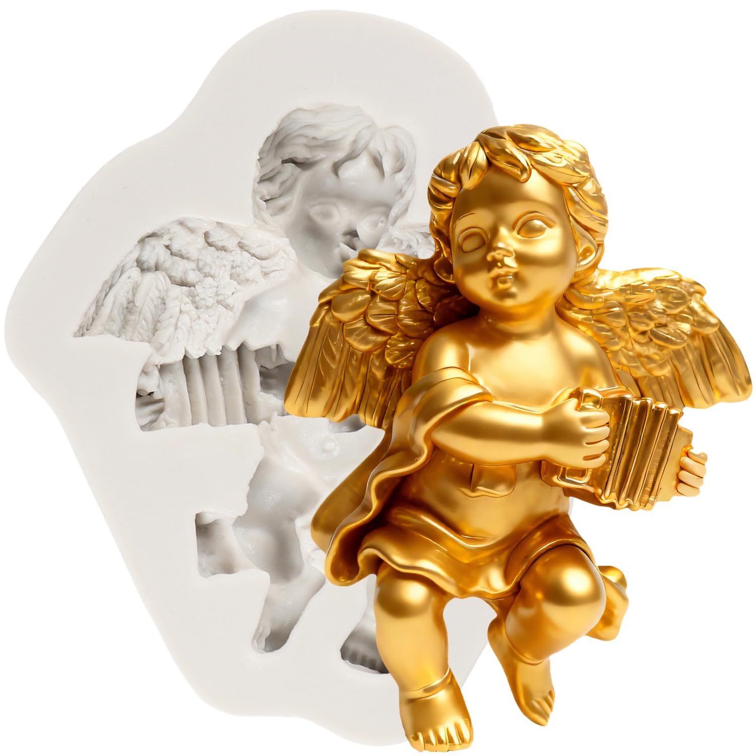 Sijiangmold Angel Baby Silicone Moulds Angel Fondant Mould for Cake Decoration Chocolate Cupcake Topper Candy Polymer Clay Gum Paste