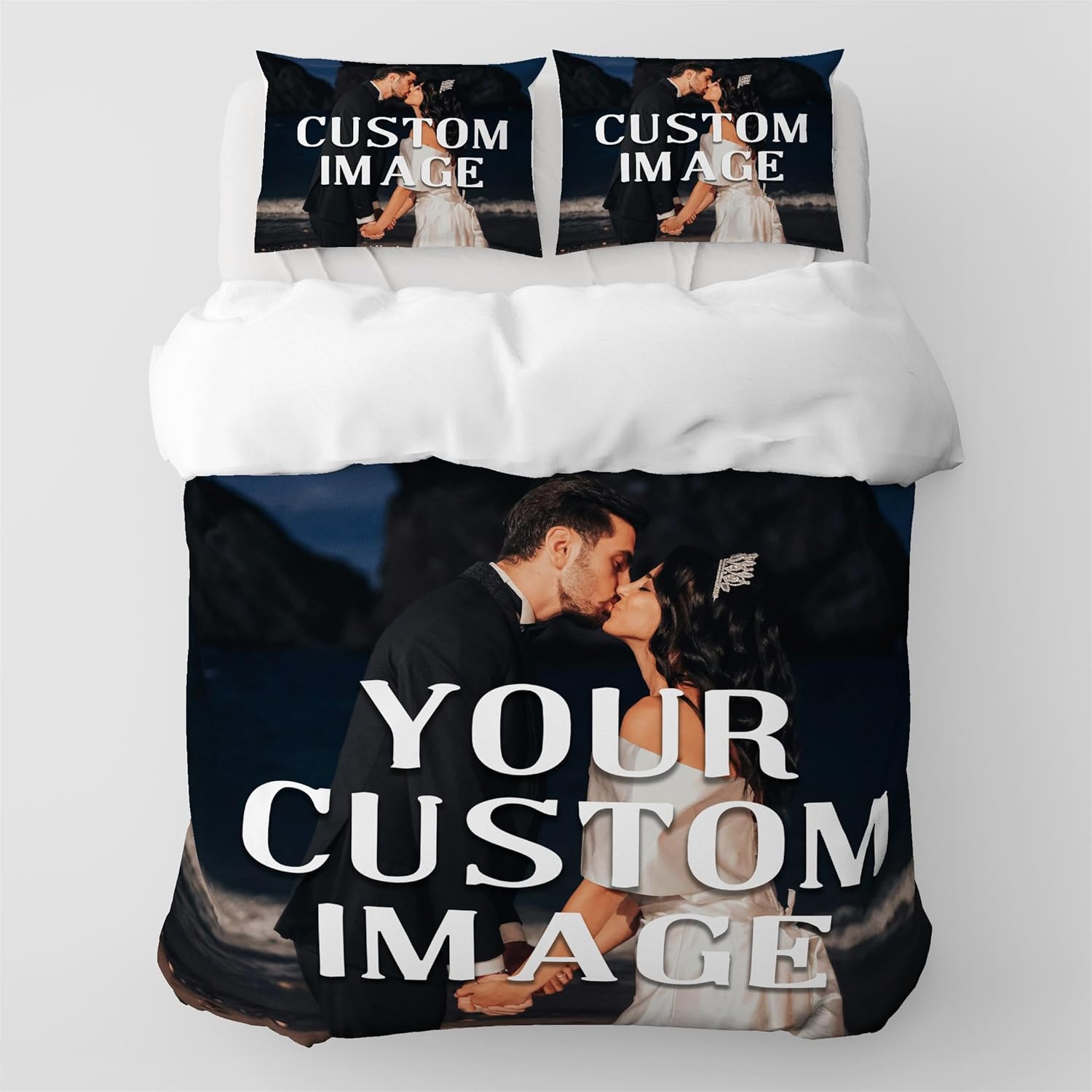 Personalized Custom Duvet Cover Bedding Set Trio, Include 1 Pcs Duvet Cover 2 Pcs Pillowcases (Full Size/80'' x 90'')