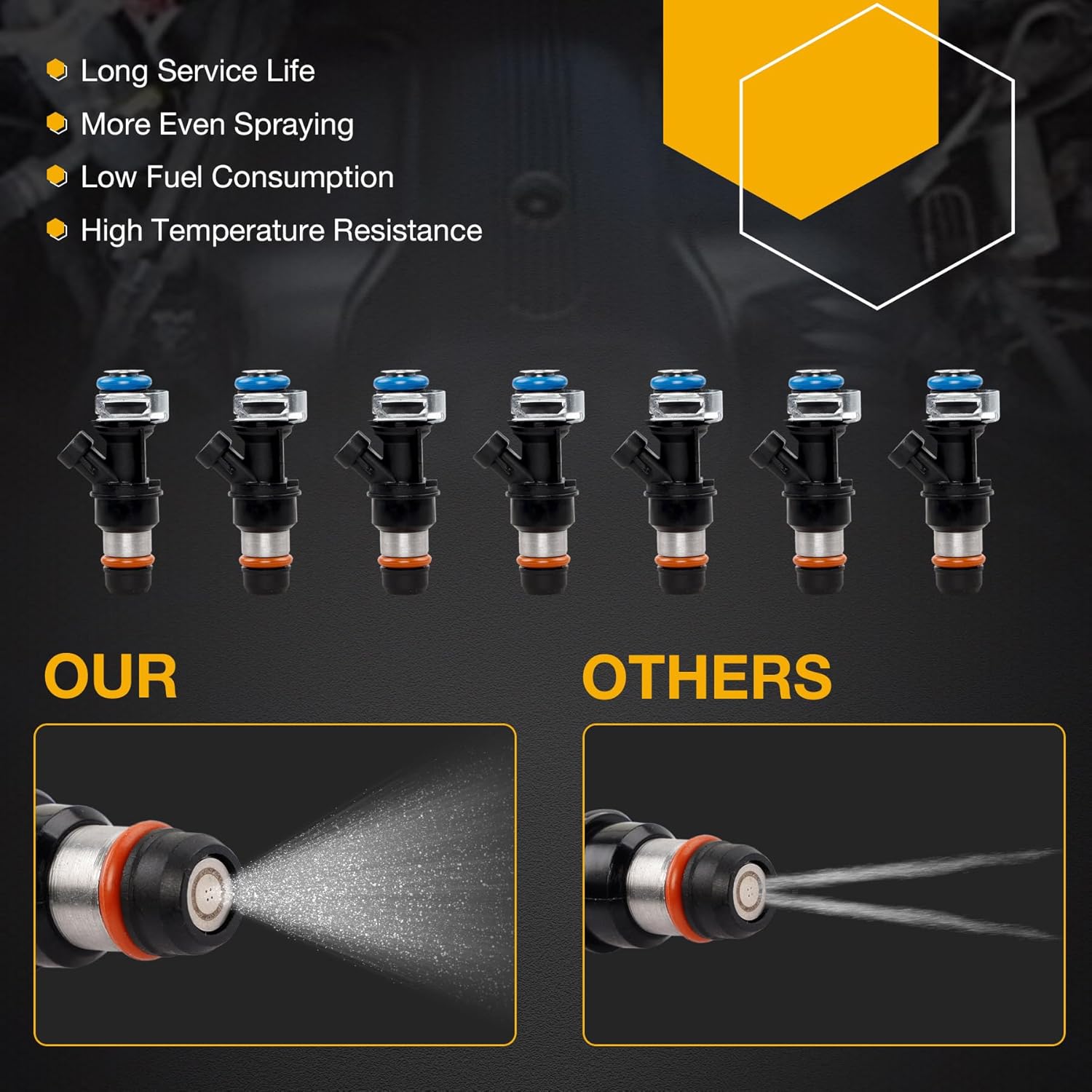 4.8 5.3 6.0 Fuel Injector 4 Holes 8Pcs, Compatible with 1999-2006 Chevrolet Silverado Suburban Tahoe Cadillac Escalade GMC Sierra Yukon Isuzu Hummer Buick, Replaces# 17113553 25323974