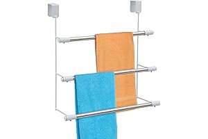3-Tier Over the Door Towel Rack for Bathrooms - Stainless Steel