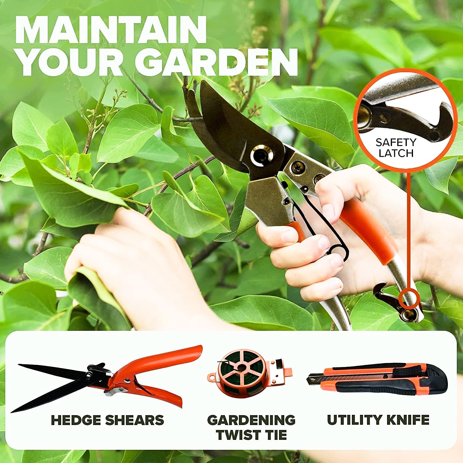 Scuddles Garden Tools Set - 12 Piece Heavy Duty Gardening Tools with Storage Organizer, Ergonomic Hand Digging Weeder, Rake, Shovel, Trowel, Sprayer, Gloves Gift for Men & Women