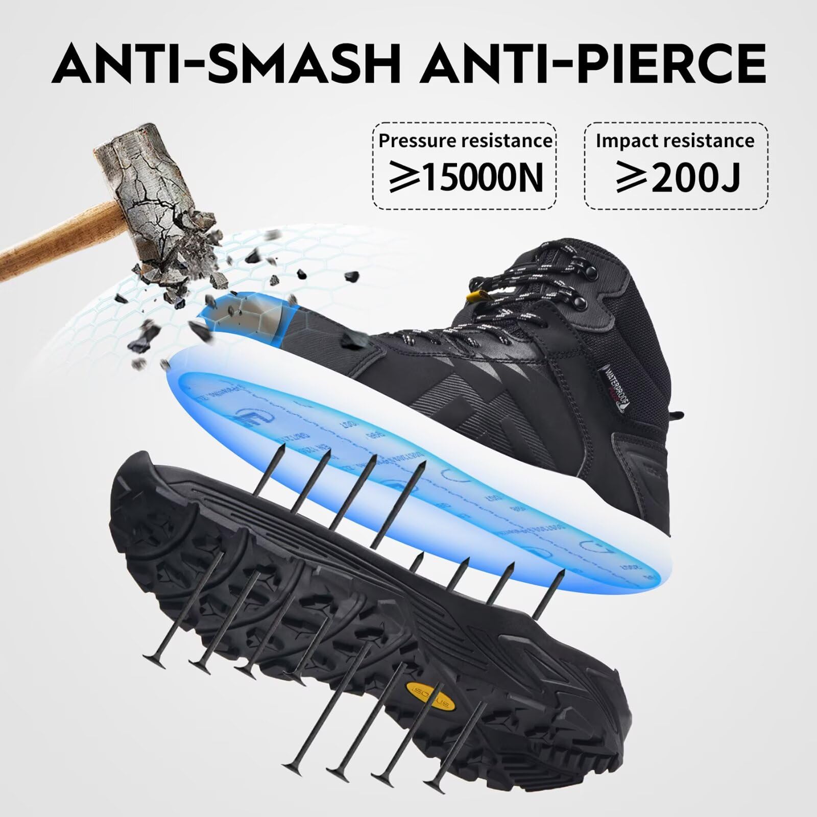 Scarpe Antinfortunistiche Uomo Alte S3 ESD Impermeabili Donna | Scarponi Antinfortunistiche Leggere Stivali da Lavoro Pelle con Punta in Acciaio Scarpe da Lavoro Traspiranti Comode