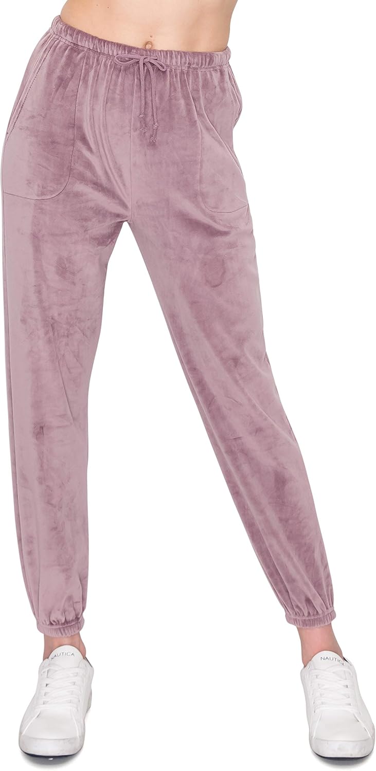 ALWAYS Women's Velvet Velour Joggers - Solid Basic Premium Soft Stretch Warm Winter Sweatpants Pants at  Women’s Clothing store