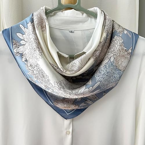 Miniatura 115 de FONYVE - Pañuelo de satén sedoso de tamaño mediano para mujer, cuadrado, 27.5 x 27.5 pulgadas