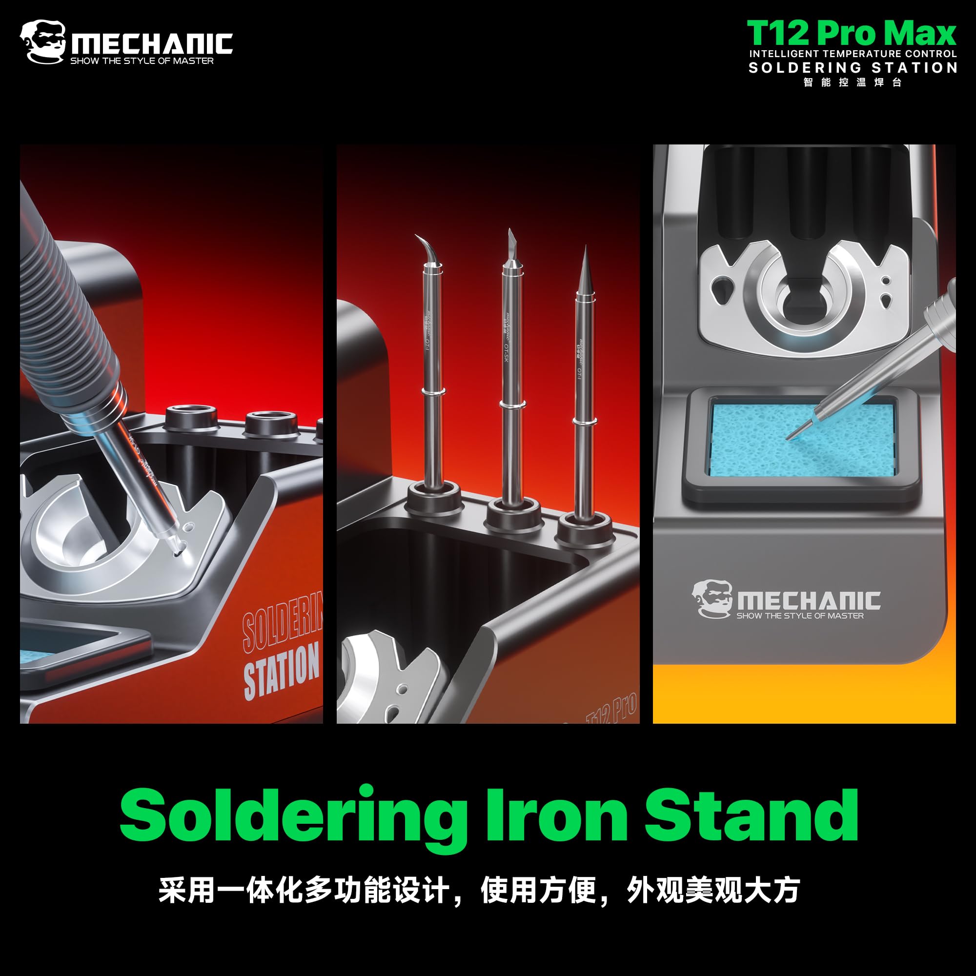 Mechanic T12 Pro Max - Estación de soldadura inteligente de 140 a 450 °C, calentamiento rápido, mango T12, apagado automático para reparación de placa base de teléfono
