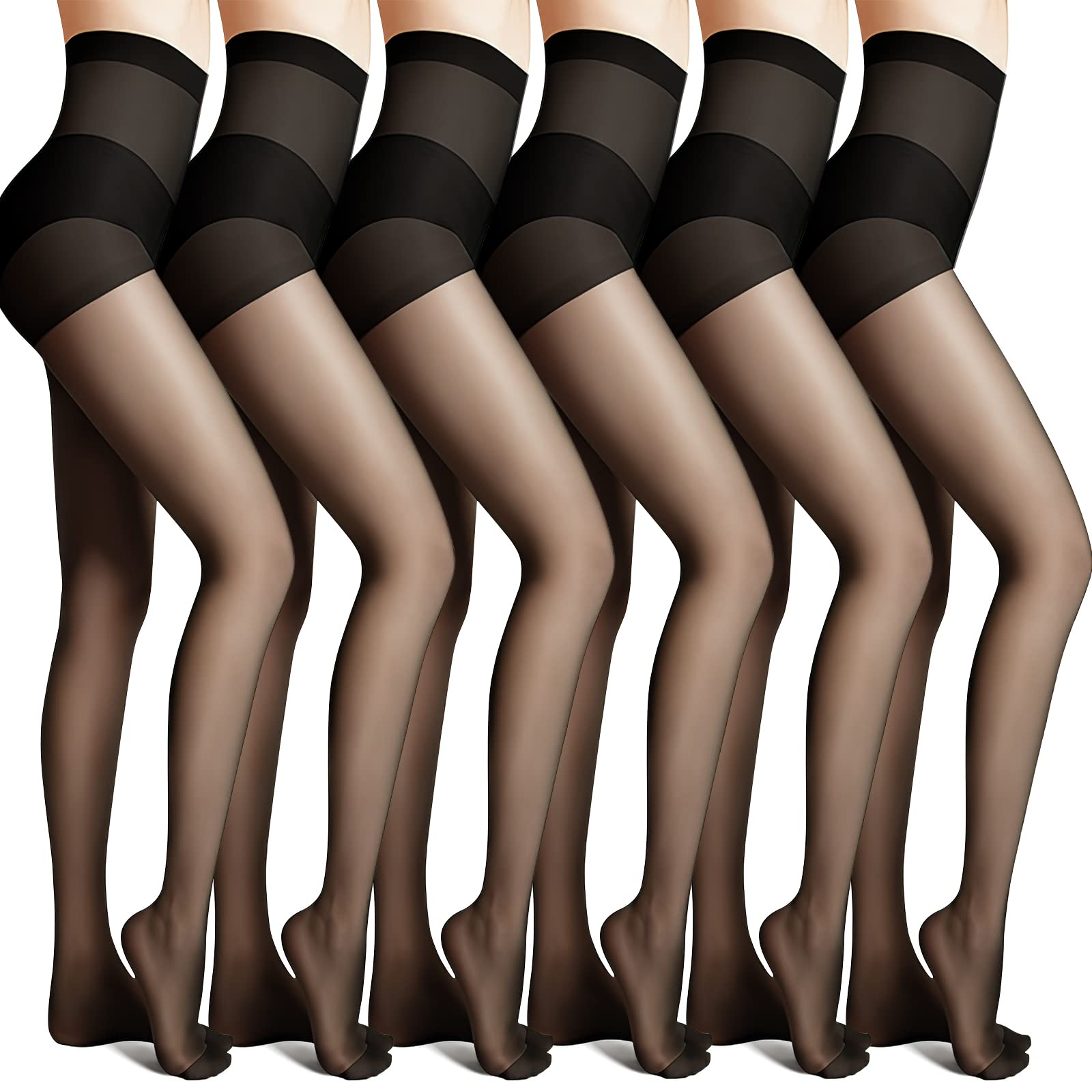 YOGINGO4 PCS Sheer Tights for Women, Black Tights, Women's Tights High Waist With Support and Reinforced Toes Pantyhose, Nude Tights Silk Sheer Soft Tights 20 Denier