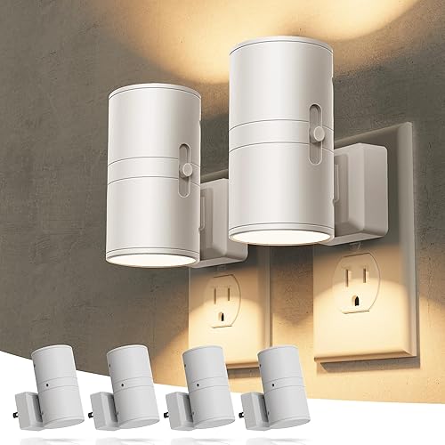 Miniatura 9 de Briignite Luces nocturnas enchufables a la pared, moderna luz nocturna LED enchufable, sensor de atardecer a amanecer, blanco suave 3000K, brillo
