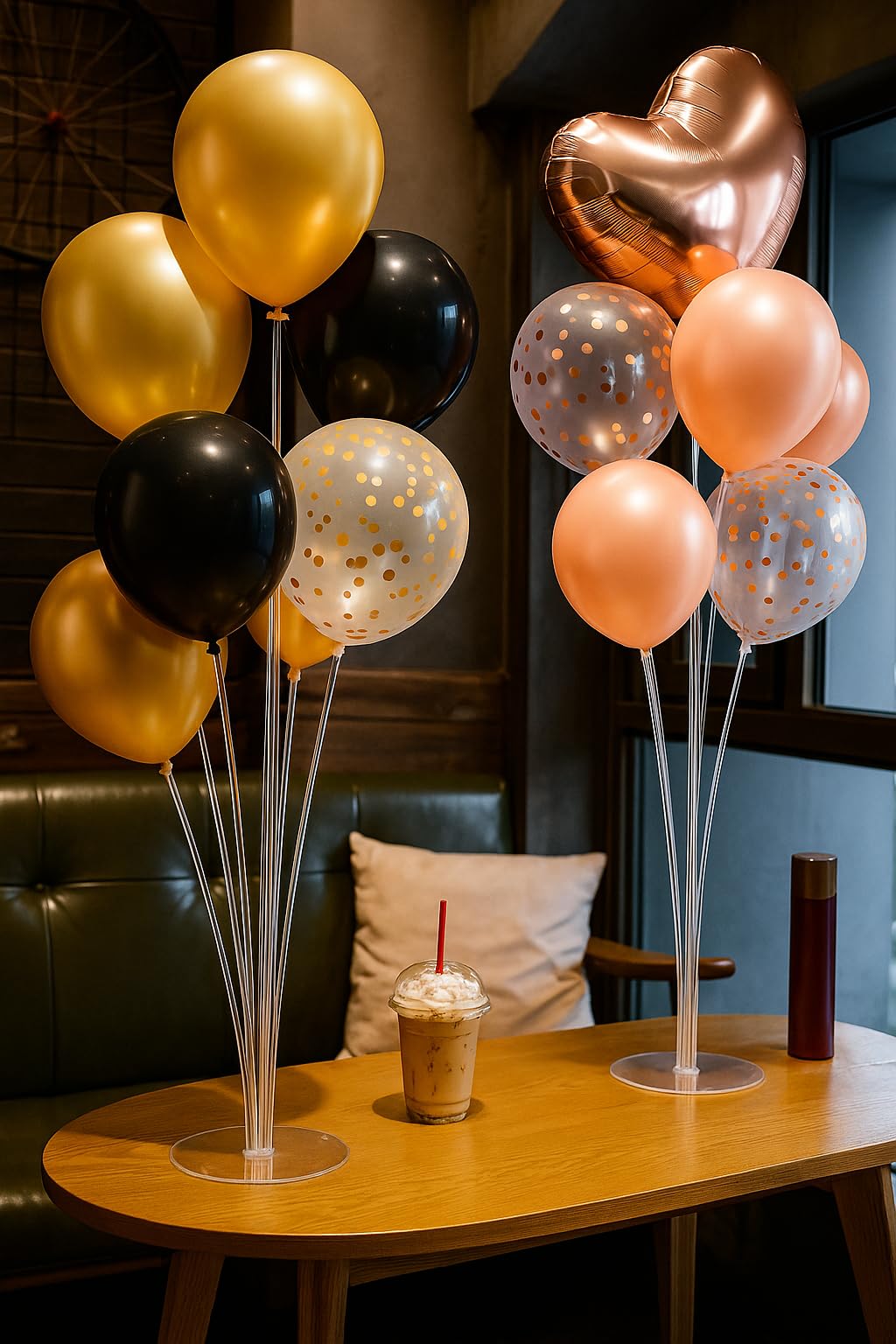 DL Balloon Stand Set - Pack of 2 | Clear Table Desktop Balloon stand Holder with 7 Plastic Sticks, 7 Cups & 1 Base Each | Reusable Decoration Stand for Birthday, Wedding, Anniversary & Home Decor