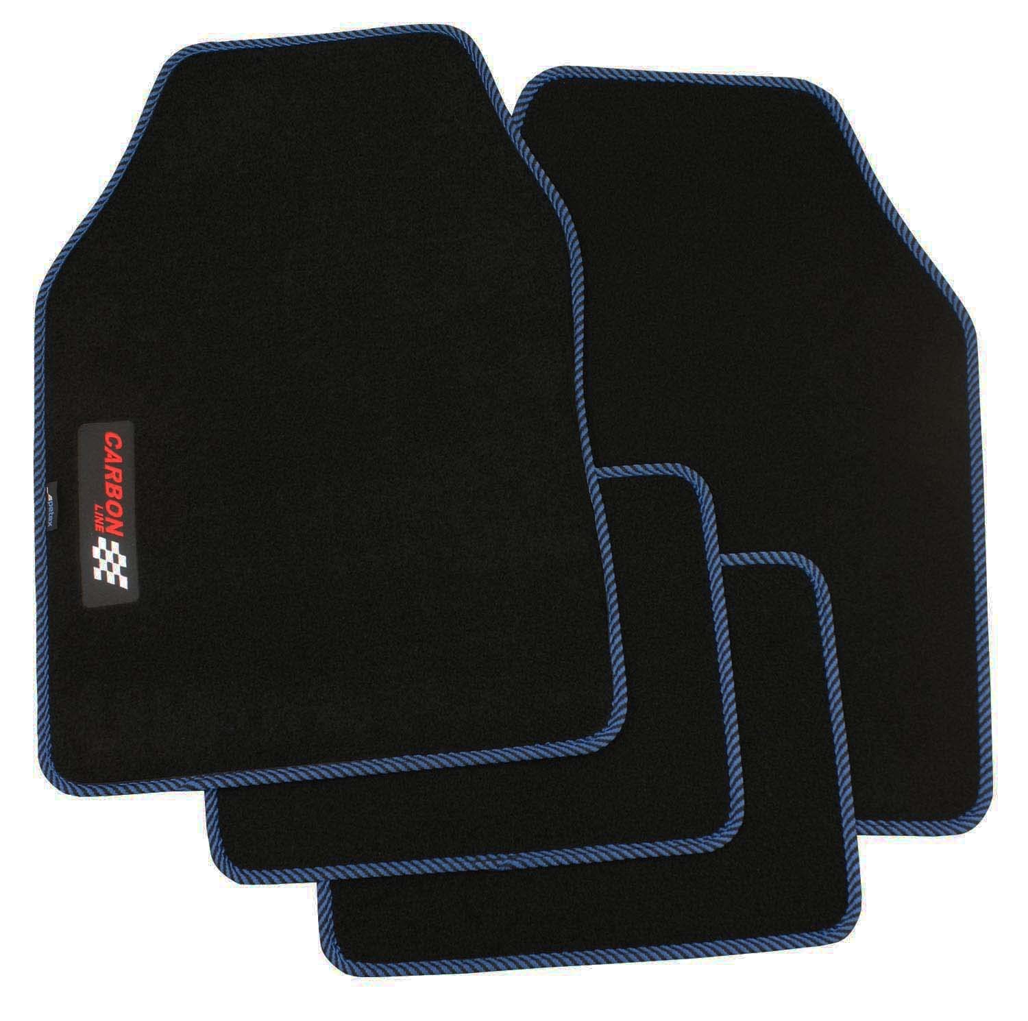 PETEX Carbon Car Mat Universal 4-Piece Black/Blue