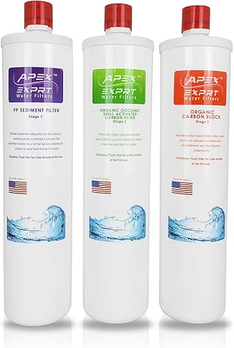 RF-2034B - Filtros de calidad para debajo del fregadero, paquete de 3 cartuchos de repuesto, PP (polipropileno), filtro de sedimentos de 5 micrones,