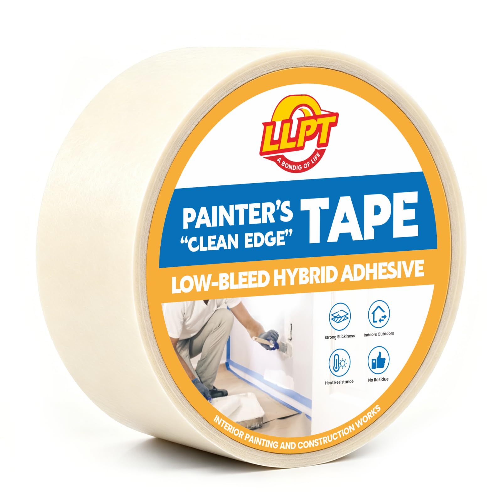 LLPT Painters Tape 48mm x 50m Multi Surface Masking Tape Beige