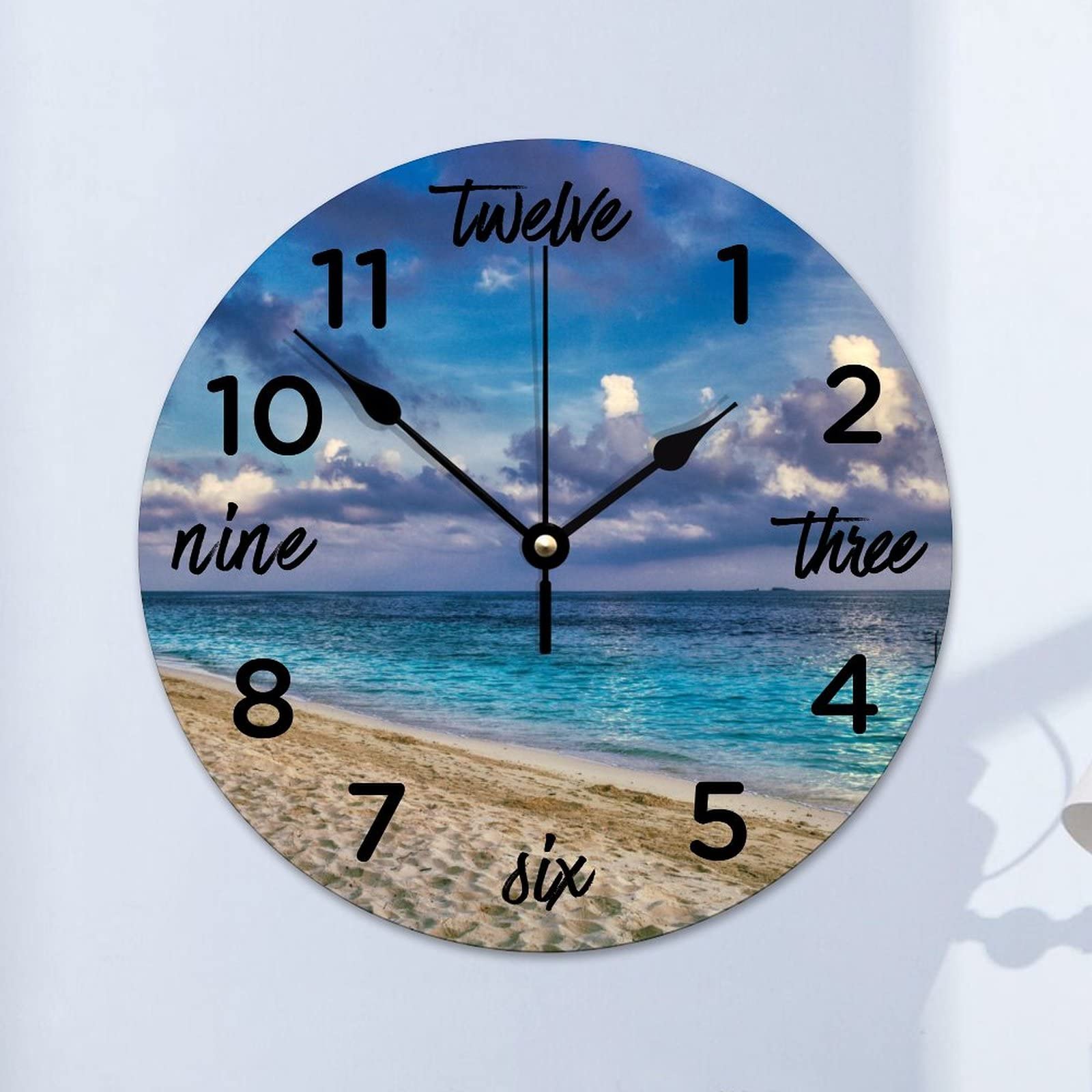 Horloge murale en bois sans tic-tac pour chambre et sommeil calme