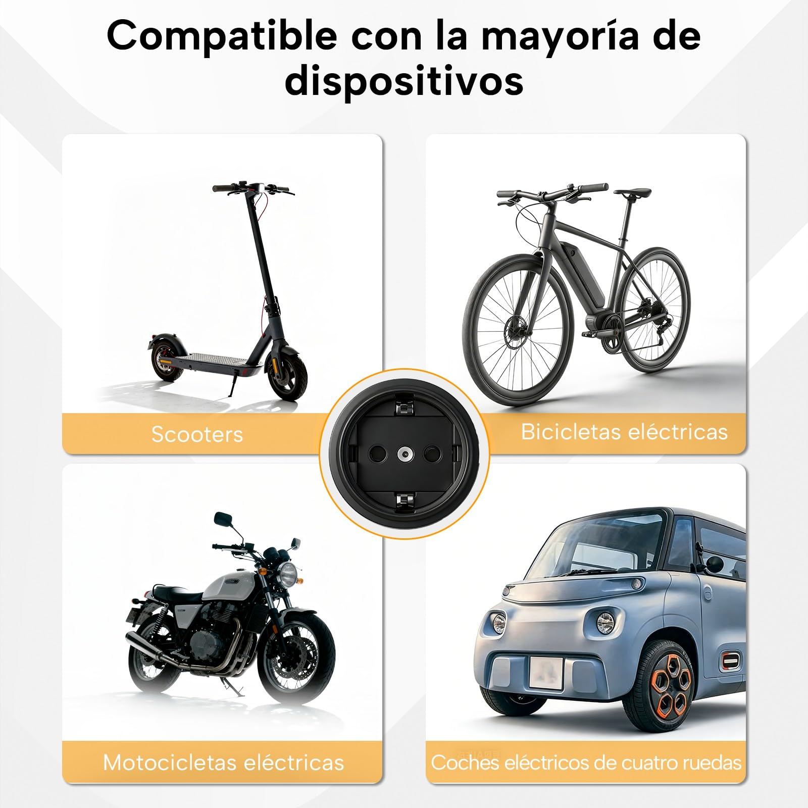 Tipo 2 a Schuko Adaptador, máx. 16 A, 3,5 kW, 2 m, Cable Tipo 2 a Schuko para Estaciones de Carga o Cajas de Pared para Motocicletas eléctricas y Bicicletas eléctricas