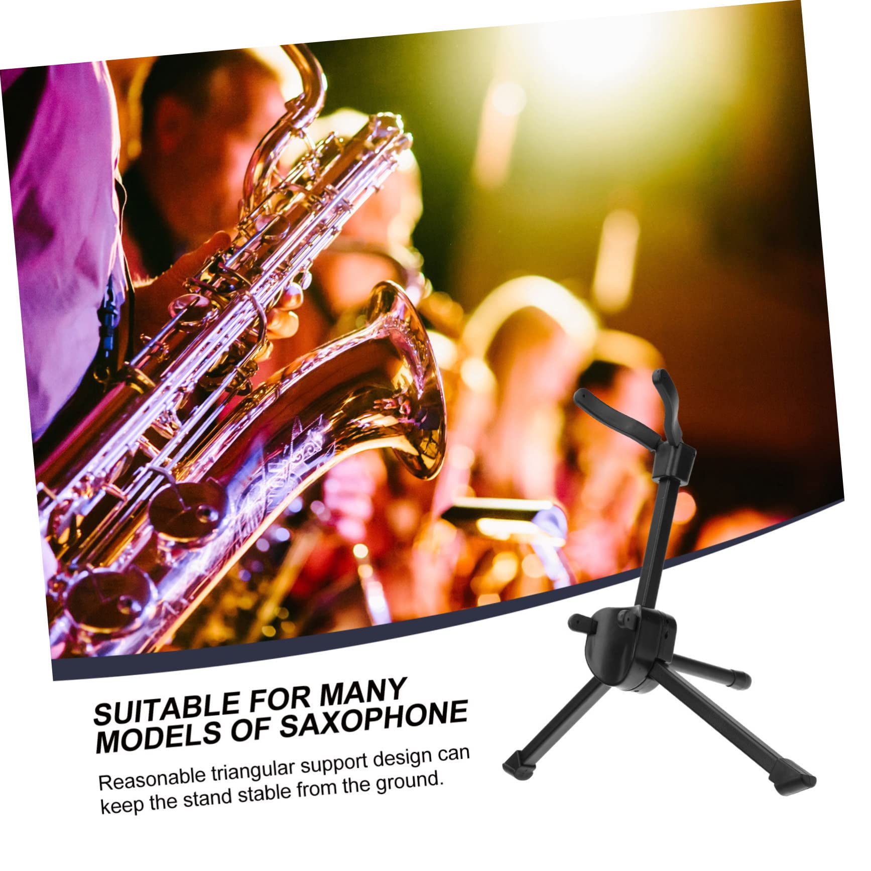 FRCOLOR Praktische und Tragbare Saxophonhalterung aus Metall und Abs mit Schwammpolsterung und Schwarzer Aufbewahrungstasche für Ausstellung und Musikunterricht