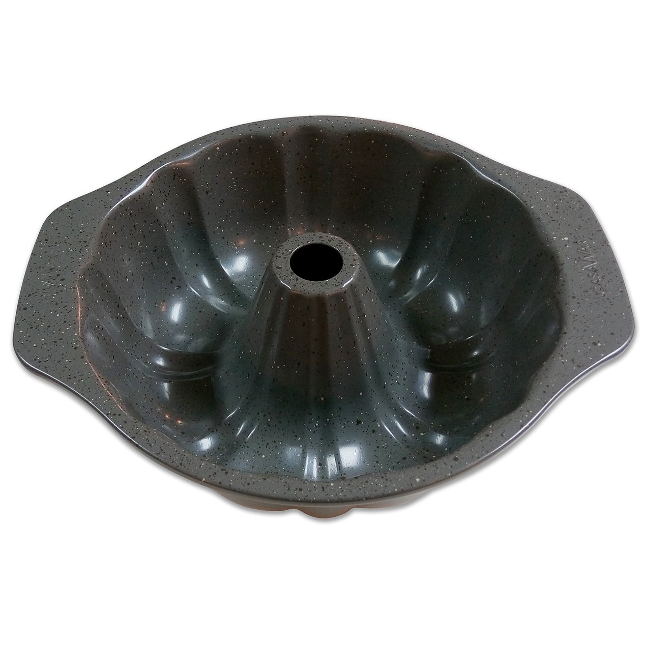 casaWare Fluted Cake Pan 9.5-inch (12-Cup) Ceramic Coated NonStick (Silver Granite) by casaWare