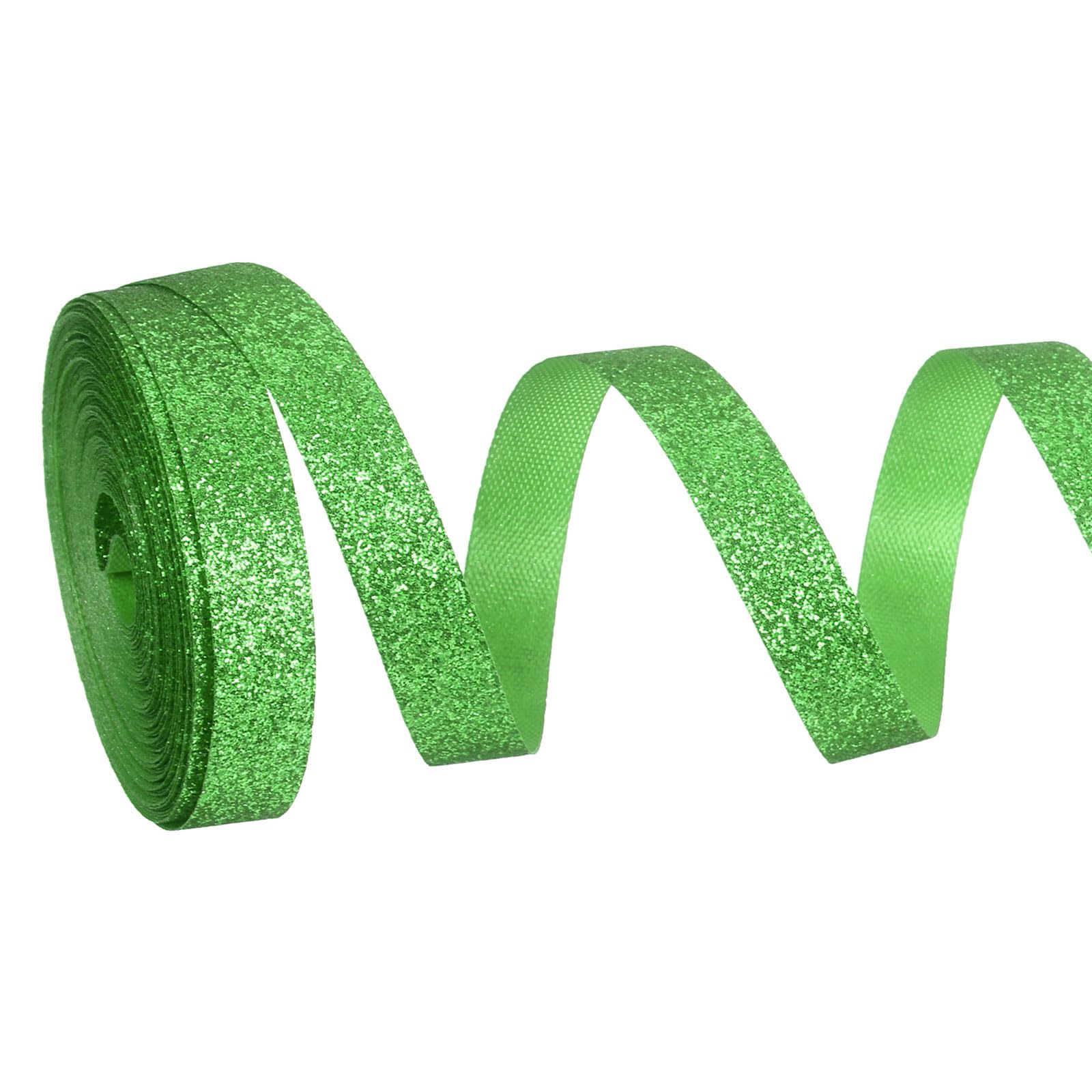 PATIKIL Metallic Glitter Ribbon Roll, 10mm x 9m Sparkly Ribbon Single Sided Cut Edge Gift Wrapping Fabric Rolls for DIY Crafts Wedding Bouquet Party Christmas Decor, Green