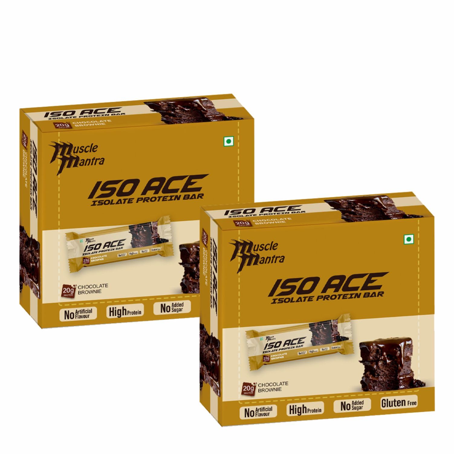 Muscle Mantra ISO ACE Isolate Protein Bar - Chocolate Brownie | High Protein & Energy Snack Bars | 20gm Protein, 9gm Fiber Bars, No Added Sugar, Gluten Free, No Artificial Flavour - (Pack of 2, 12 Bars) (B0D9MBC8JB) Amazon Price History, Amazon Price Tracker