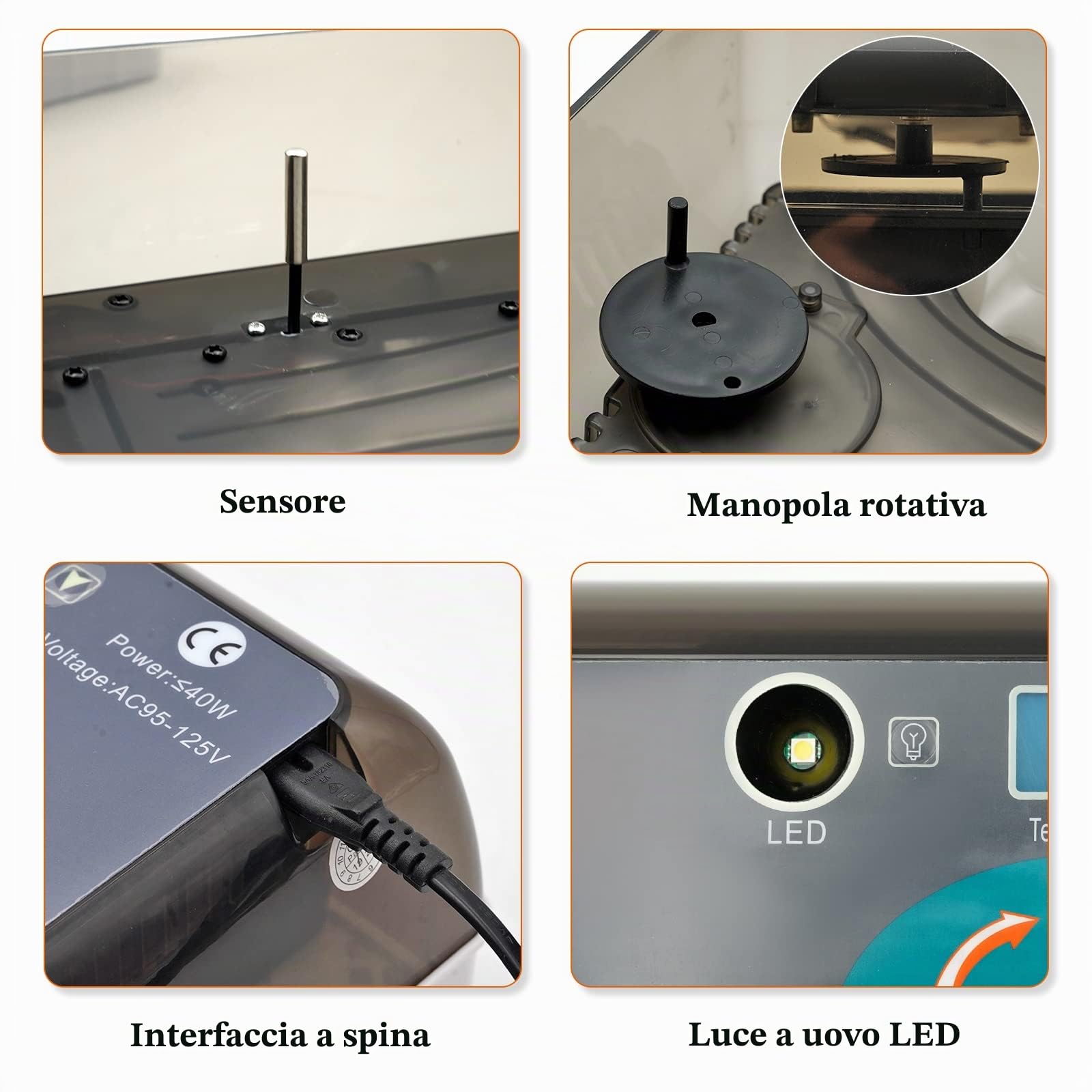 Incubatrice a 12 Uova con Inverter D'Uovo Automatico Integrato e Uova a Controllo Della Temperatura Rooter Di Pollame per Pollo di Quaglia Oca D'Anatra Piccione Uccello (Eu Plug)