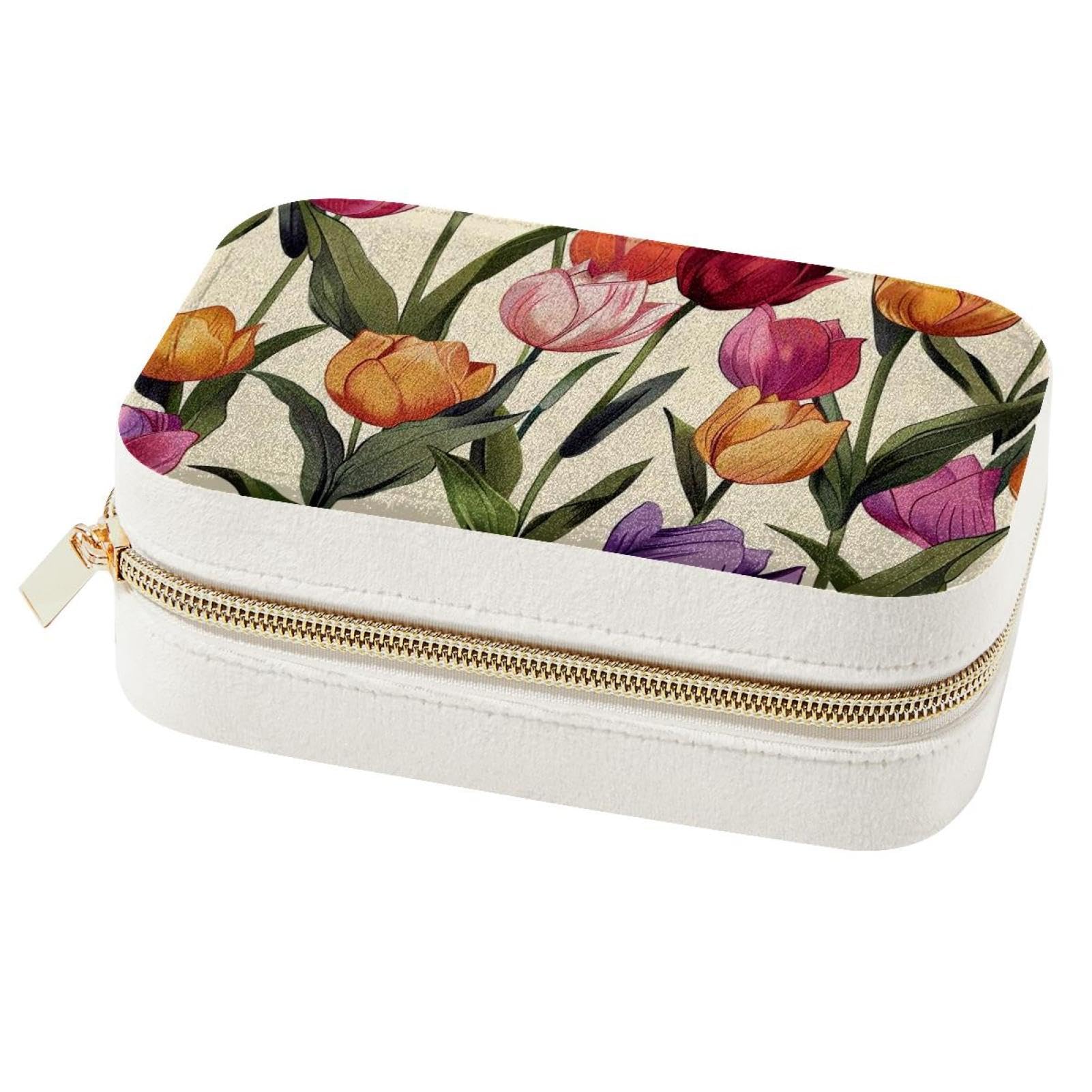 Boîte à bijoux portable tulipe pour bagues et colliers
