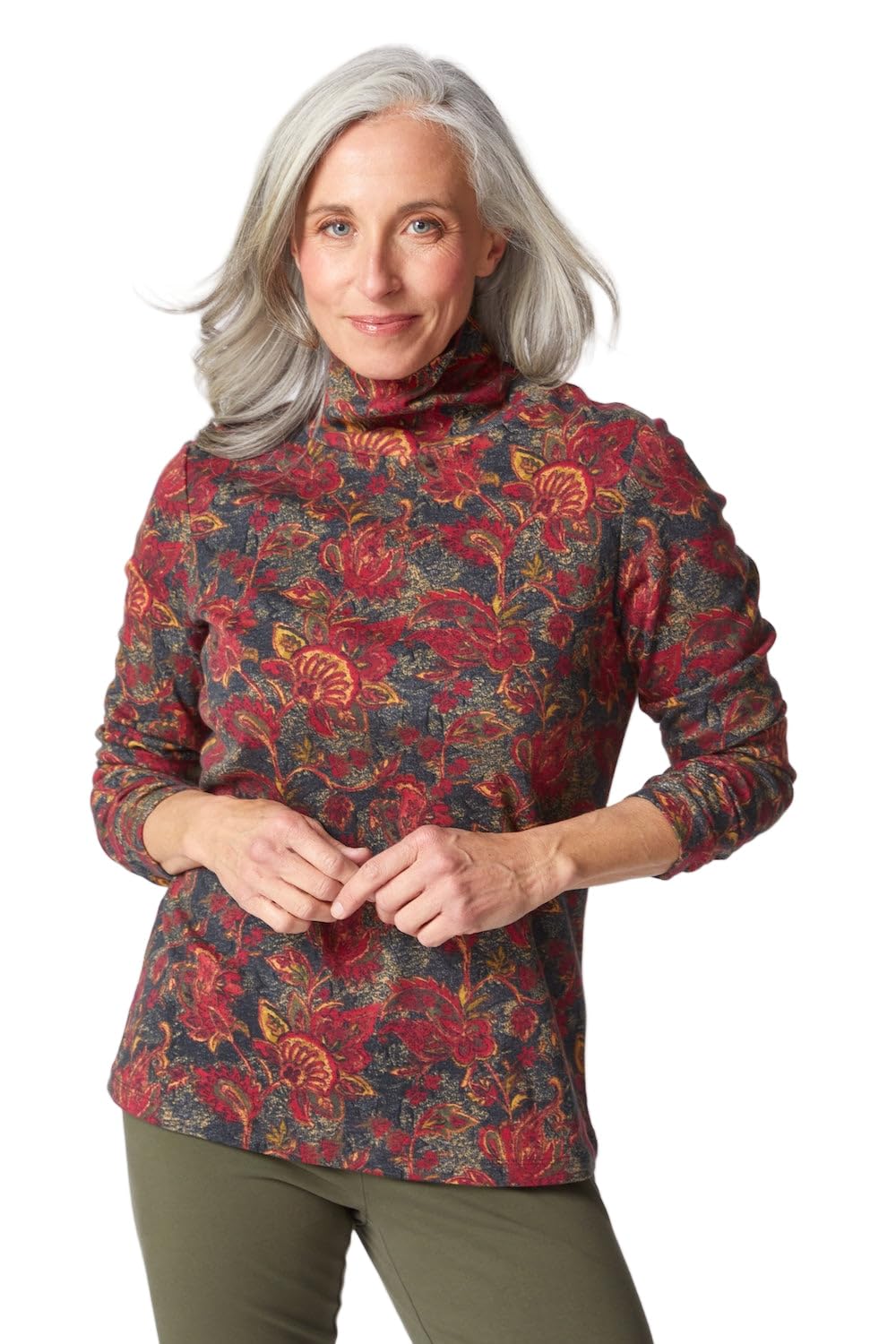 Habitat Womens Paisley Easy Ruched Turtleneck - 16912