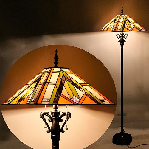 Vista 37 de Tiffany Lámpara de pie Tulipán Flor Misión Estilo Vidrieras Luz de lectura de pie 16X16X64 Pulgadas flor ((Tulip Flower)