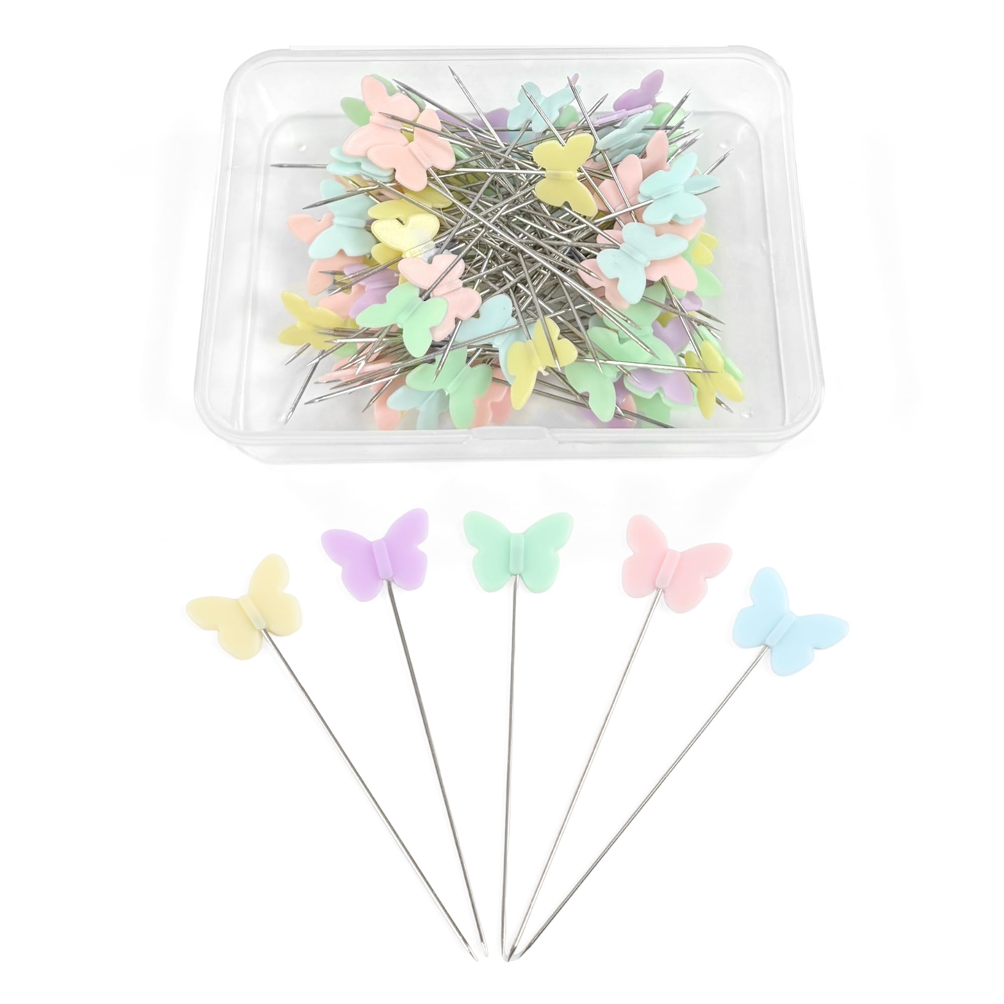 100PCS Butterfly Design Sewing Pins for Fabric, Colorful Dressmaking Pins