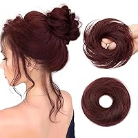 Vista 20 de isheeny Moño de Cabello Humano 100%, Moño Despeinado Pieza de Cabello Extensiones de Cabello Humano Real Rizado Natural Moño de Cabello Marrón