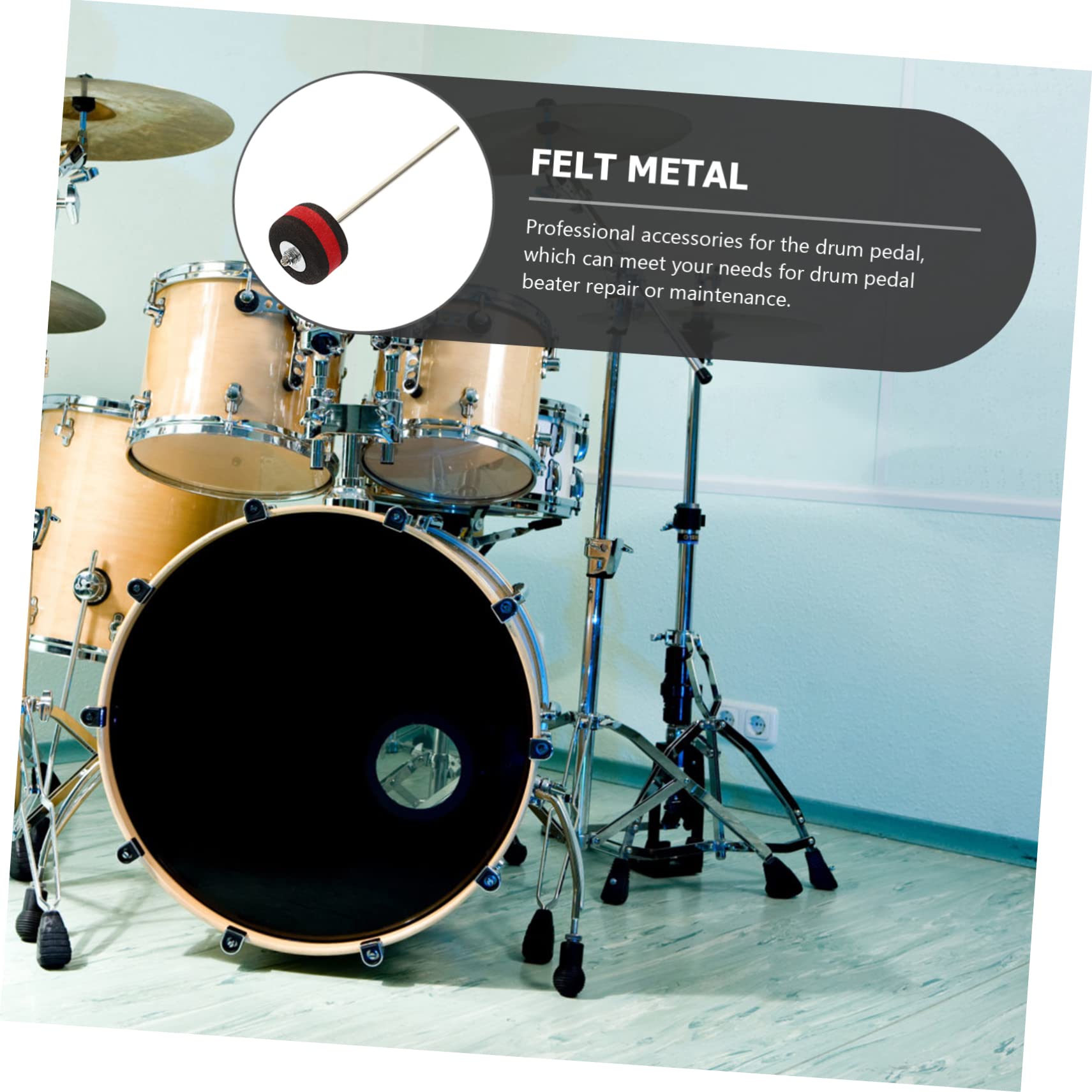 ifundom Drum Set Jazz Drum Pedal Hammer Kick Drum Beater Head Metal Drum Pedal Part Replacement